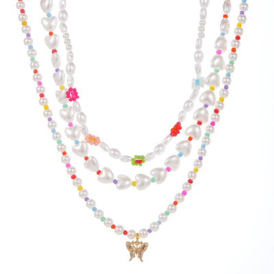 Women’s Gold-Plated Pearl Multi-Layer Necklace Set – Elegant Jewelry for Weddings & Parties