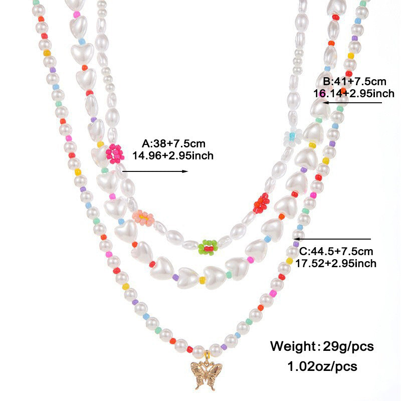 Women’s Gold-Plated Pearl Multi-Layer Necklace Set – Elegant Jewelry for Weddings & Parties