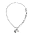 Necklace Pendant Lock-Chains Punk Jewelry Irregular Pearl