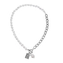 Necklace Pendant Lock-Chains Punk Jewelry Irregular Pearl