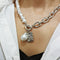 Necklace Pendant Lock-Chains Punk Jewelry Irregular Pearl