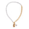Necklace Pendant Lock-Chains Punk Jewelry Irregular Pearl