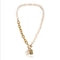 Necklace Pendant Lock-Chains Punk Jewelry Irregular Pearl