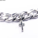 Trend Titanium Steel Cross Cuban Link Chain Ins Cold Hip Hop Silver Necklace
