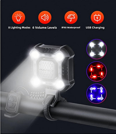 RideAlert USB Rechargeable Bike Horn & Light