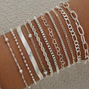 Multi-layer Twin Chain Bracelet Alloy Heart Ball Bracelet