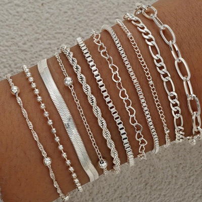Multi-layer Twin Chain Bracelet Alloy Heart Ball Bracelet