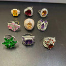 Advanced Color Zircon Series Heart Ring Copper Plated With Real Gold