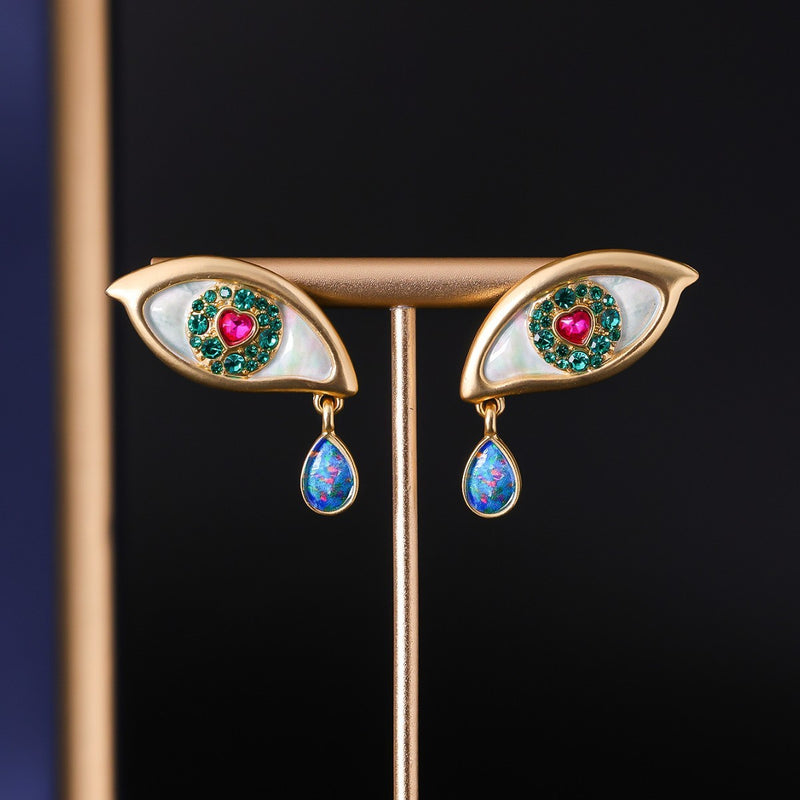 Vintage Court Light Luxury Vintage Earrings Enamel Painted Earrings