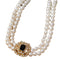 Stylish Elegant Double Row Pearl Square Diamond-studded Necklace Earings Set