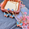 Vintage Butterfly Dripping Stud Earrings Necklace Suit Color Ornament