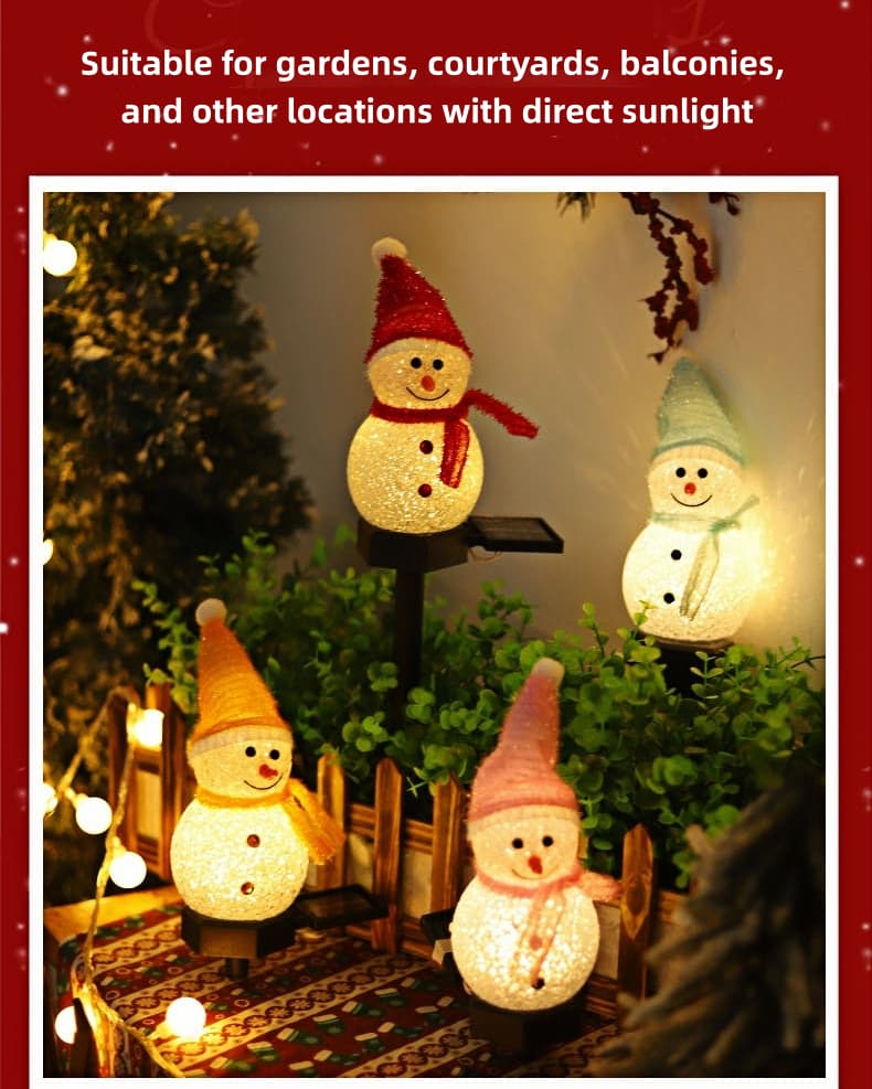 MerryGlow Solar Snowman Lights – 3PCS Outdoor Christmas Garden Stake Lights, IP55 Waterproof Warm White LED Pathway Decor for Yard & Patio