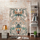 Butterfly & Flower Canvas Wall Art – Botanical Nature Print with Wooden Frame, Boho Mid-Century Room Decor