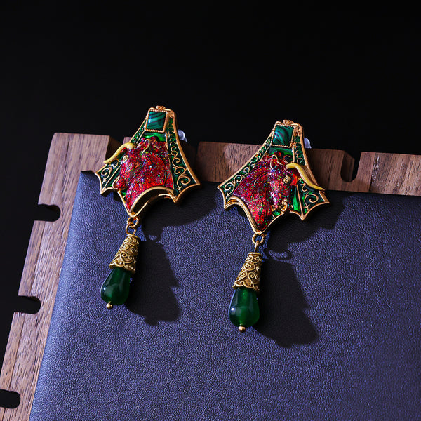 Ox Head Stud Earrings Retro Mid-ancient Light Luxury Earrings Eardrops