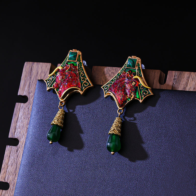 Ox Head Stud Earrings Retro Mid-ancient Light Luxury Earrings Eardrops