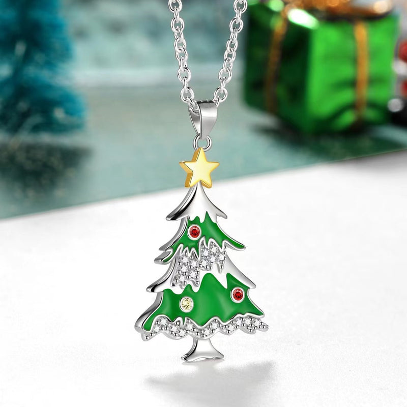 Christmas Tree Necklace Simple Fashion XINGX Rhinestone Earrings