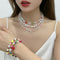 Women’s Gold-Plated Pearl Multi-Layer Necklace Set – Elegant Jewelry for Weddings & Parties