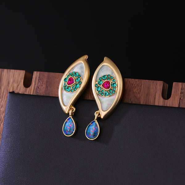 Vintage Court Light Luxury Vintage Earrings Enamel Painted Earrings