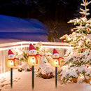 1Pc Solar Powered Lamp 3 Snowmen Outdoor Decorative Christmas Lamp Garden Stake Light IP55 Waterproof Santa Landscape Light Warm White LED Lighting Pathway Yard Patio