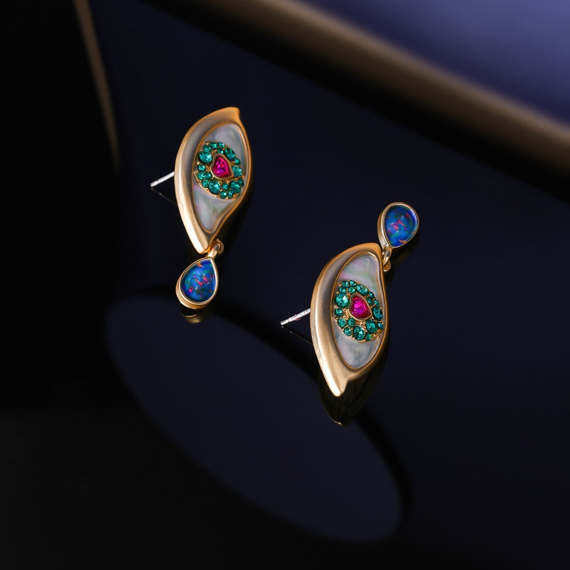 Vintage Court Light Luxury Vintage Earrings Enamel Painted Earrings