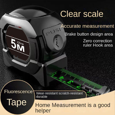 Self-Locking Tape Measure – Metric & Inch, Heavy Duty Steel Measuring Tool with Fluorescent Easy-Read Scale, Durable & High Precision for Construction, Carpentry, DIY