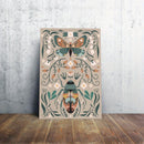 Butterfly & Flower Canvas Wall Art – Botanical Nature Print with Wooden Frame, Boho Mid-Century Room Decor