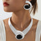 EdgeArmor Black & White Necklace – Handmade Iron Jewelry with Crystal Accents, Hypoallergenic 316L, Modern Minimalist Style