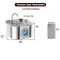 Cat Water Fountain Stainless Steel,108oz 3.2L Cat Fountain For Drinking - Pet Water Fountain Inside - Automatic Dog Watering Dispenser Bowl - Pet Feeding & Watering Supplies - Water Level Window