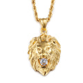 Diamond Lion's Head Men's Pendant Alloy Necklace