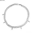 Trend Titanium Steel Cross Cuban Link Chain Ins Cold Hip Hop Silver Necklace